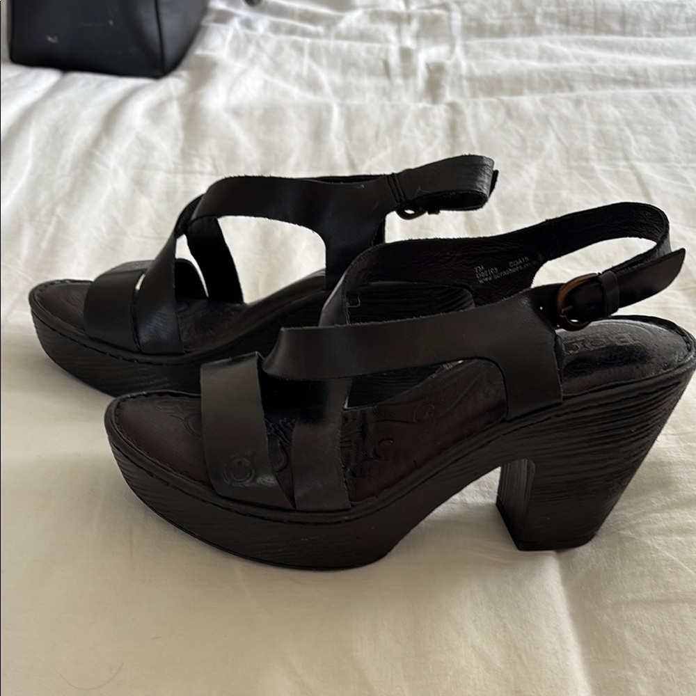 Black Platform Chunky Heel Shoes